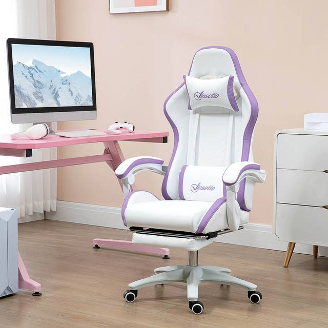 Portland Purple PU Leather Recliner Gaming Chair - 65 x 65 x 129cm