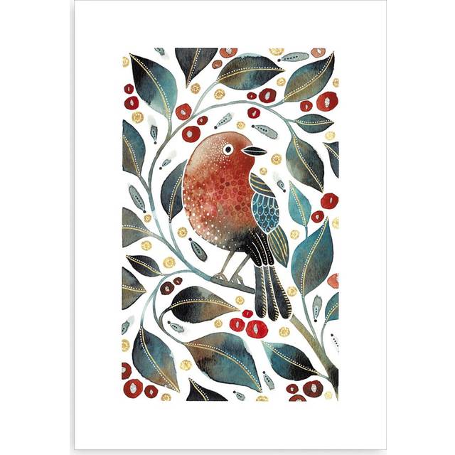 Woodmansterne Bird Surrounded By Leaves Greetings Card