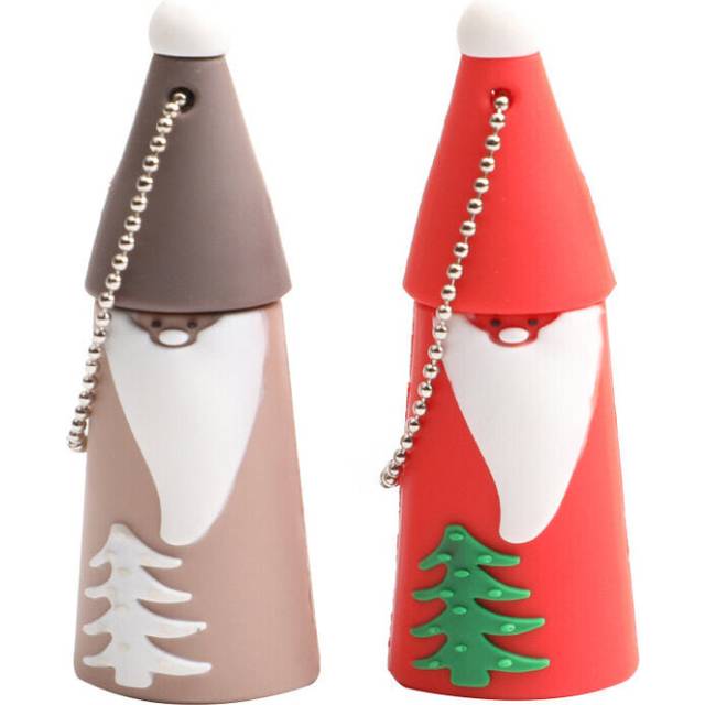(32GB) 2 PCS 32G USB2.0 Flash Drive Pendrive Cartoon Santa Claus Memory Stick USB Disk Thumb Drive Christmas Gift 4G 8G 16G