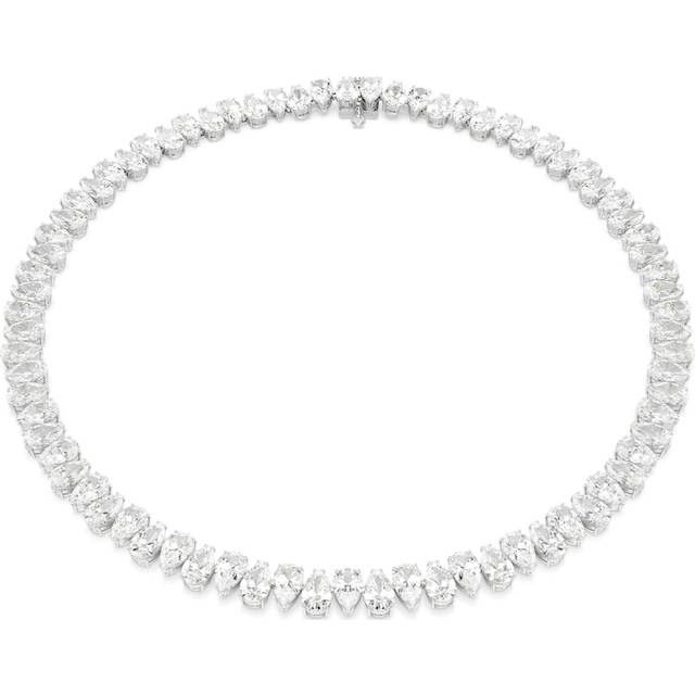 Matrix Tennis necklace, Pear cut, White, Rhodium plated - OS