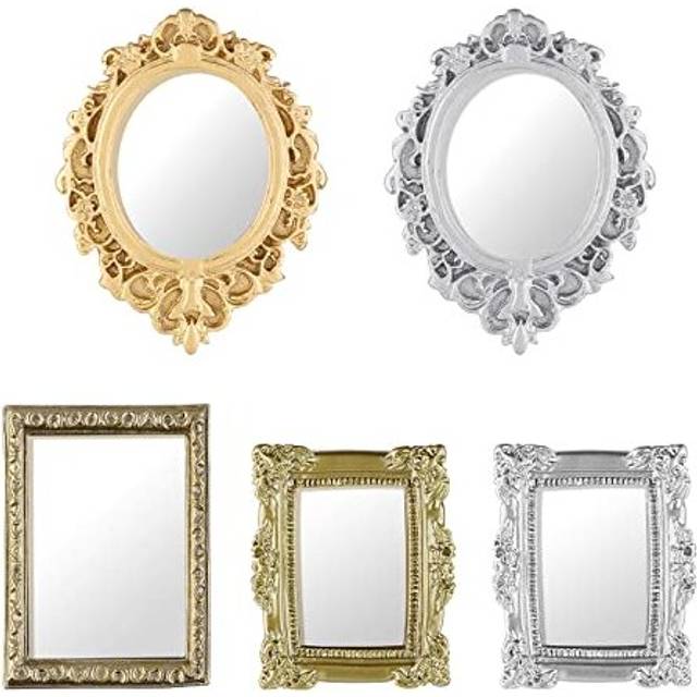 Dollhouse MiniatureÂMirror Set, 5 Pieces Mini DollhouseÂMirror 1:12 Miniatures MirrorÂDollhouse FurnitureÂAccessoriesÂMini Wall Mirror for