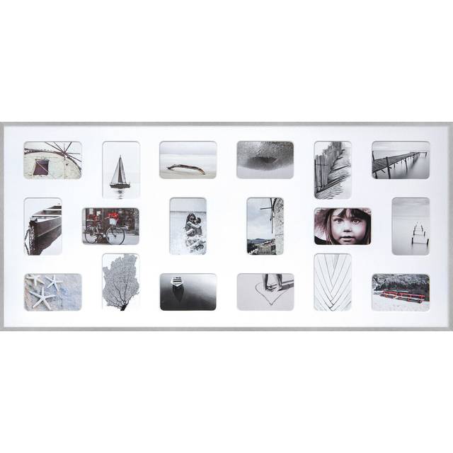 "Collage Photo Frame 109.2x49.5cm, Holds 18 6x4"" Photos, Aluminium Picture Frame 109x49.5cm with Protective Plastic Glazing and Push and Turn Clips -"
