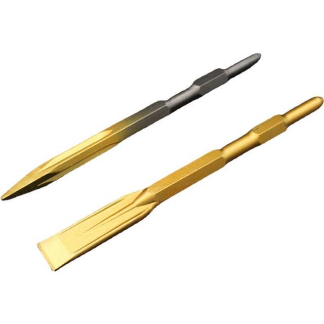(Flat Head) 17x280mm Pointed/Flat Head Golden Hex Shank Drill Bit for Hammer Drill Machine Slot
