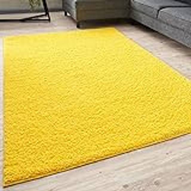 THE RUGS Shaggy Rugs Yellow Living Room Rug - Soft Fluffy Thick Carpet For Bedrooms & Kitchen Easy To Clean Home Decor Rugs | Size: 80cm x 150cm