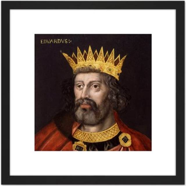 Anonymous Portrait King Edward II England Painting 8X8 Inch Square Wooden Framed Wall Art Print Picture with Mount - Black - One Size