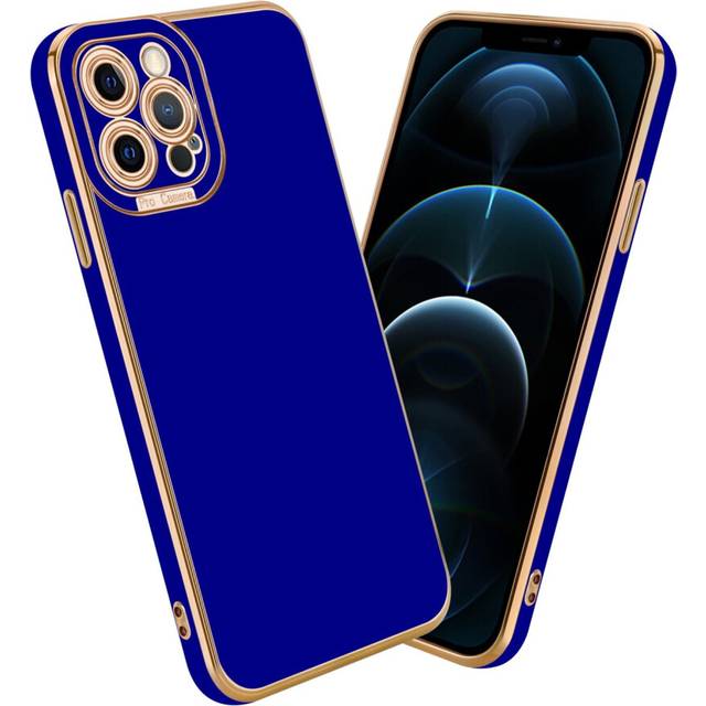 (Glossy Blue - Rose Gold) Cadorabo Case for Apple iPhone 12 PRO Protective Cover made of flexible TPU Etui silicone and with camera protection