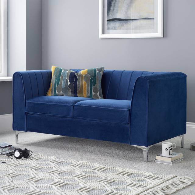 Milano Navy Velvet 2 Seater Sofa - One Size