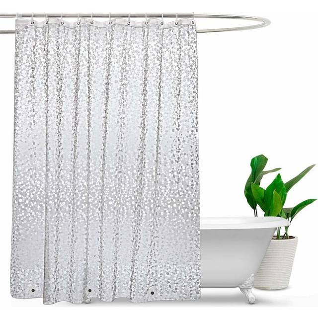 EurCross Cobblestone Shower Curtain,Anti Mould Weighted Hem with 3 Magnets,Extra Long Bathroom Curtain Shower 180 x 200cm Drop,EVA Semi-Transparent