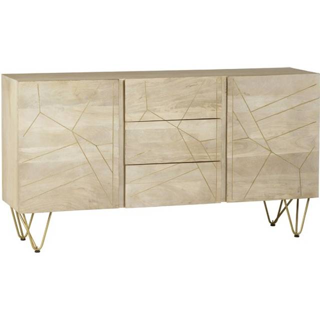 Dallas Light Gold 2 Door and 3 Drawers Large Sideboard - Light Wood - Brown