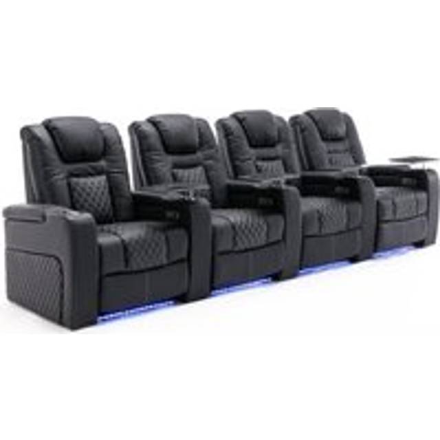 More4homes - broadway cinema sofa 4 seater black / white with tray - Black and White
