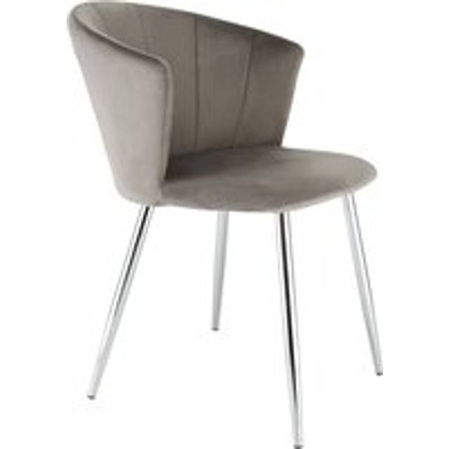 Home Garden Direct Mill - Set Of 2 Velvet Dining Chairs - (grey Silver Leg), Grey