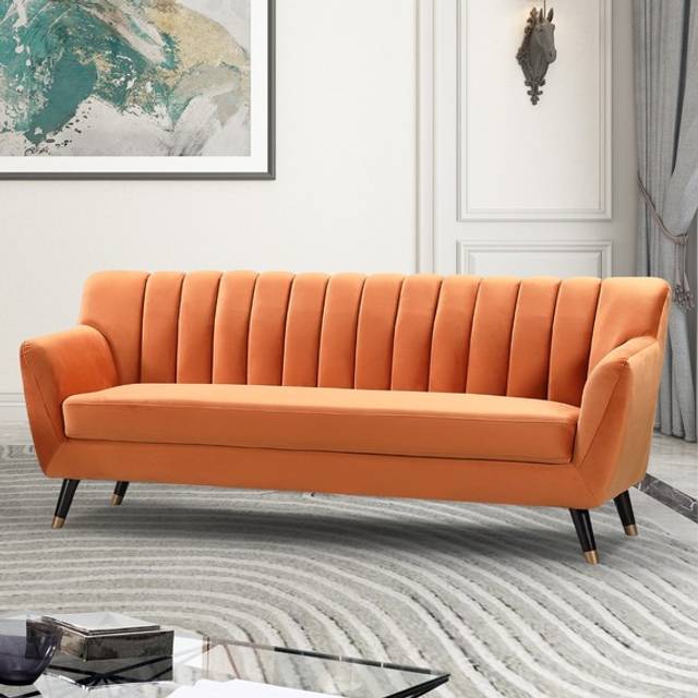Morgan 3 Seater Orange Plush Velvet Sofa - Artemis Home
