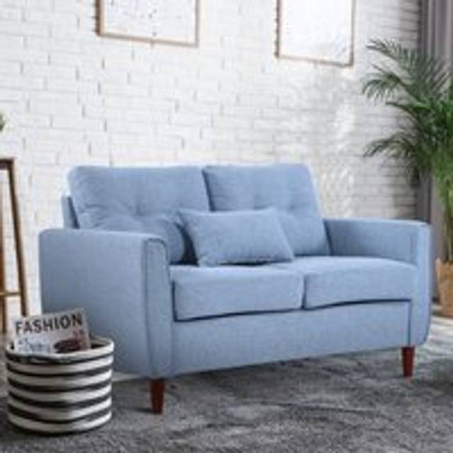 HOMCOM Traditional Double Sofa with Spring Padded Cushion - Blue