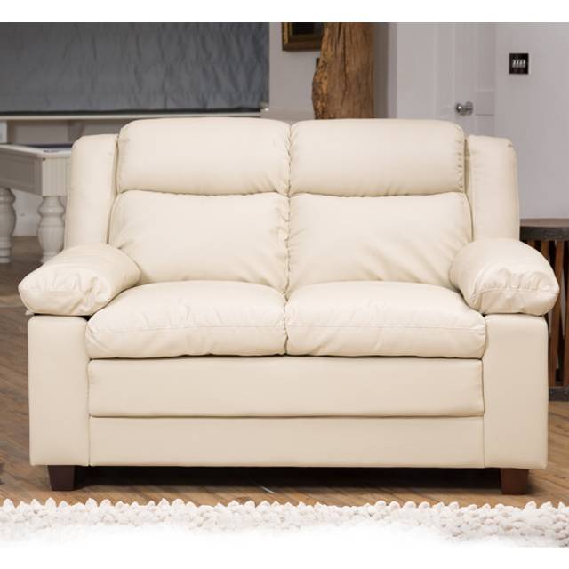 Standish 2 Seater Cream Bonded Leather Sofa