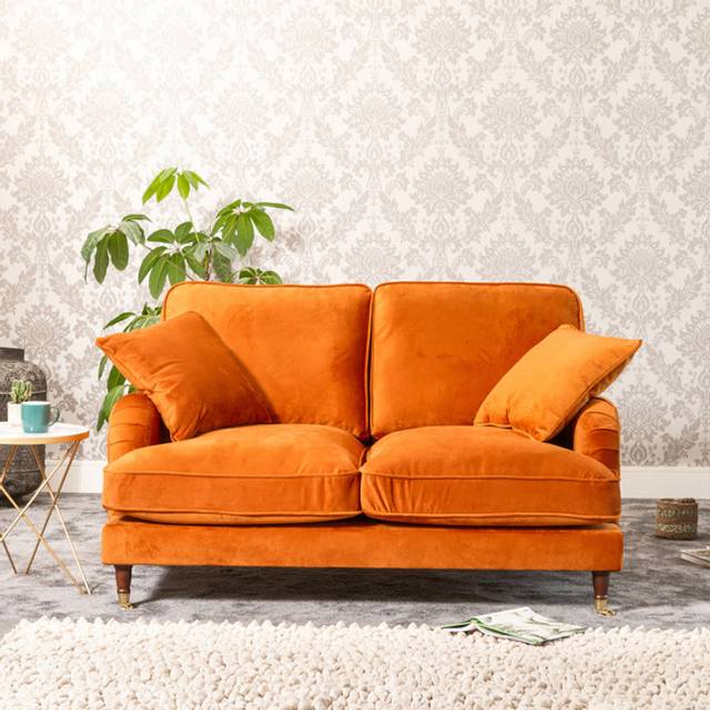 Mackenzie 2 Seater Orange Plush Velvet Sofa - Artemis Home
