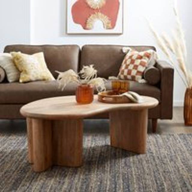 Ludo Kidney Shaped Coffee Table, Mango Wood - Natural