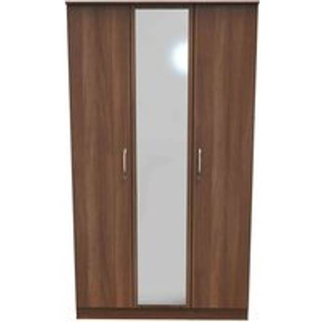 Welcome Furniture Ready Assembled Coventry Triple Mirror Wardrobe Noche Walnut, Brown