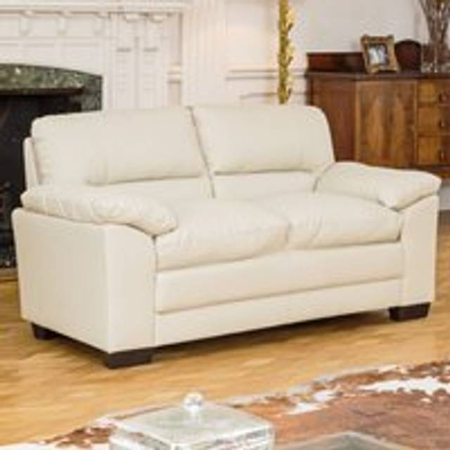 Genoa 2 Seater Cream Bonded Leather Sofa - Artemis Home