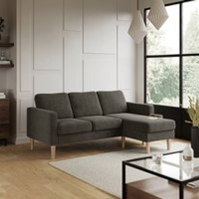 Jacob Corduroy Small Corner Chaise Sofa - Jacob Charcoal