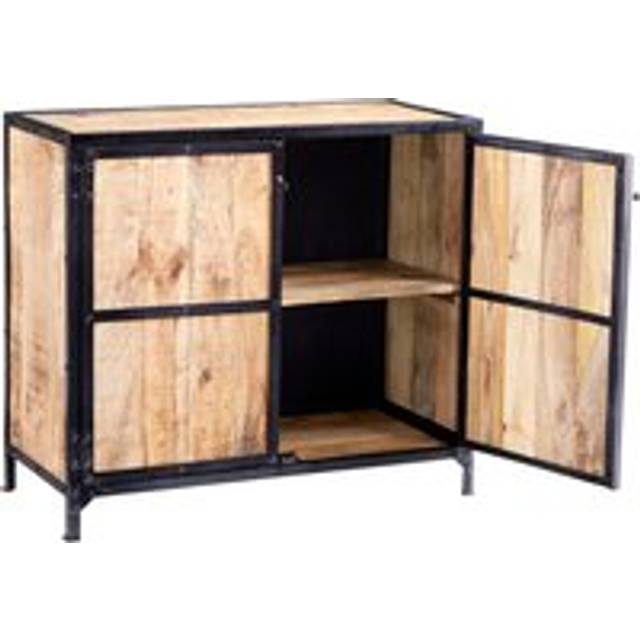 Vintage Upcycled Industrial Wood Small Sideboard in Light Wood - Light Wood - Brown