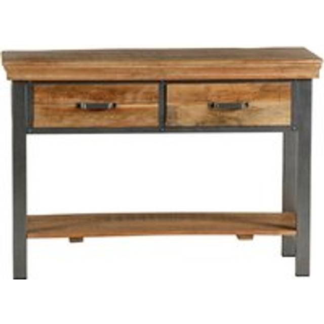 Industrial Wood and Metal 2 Drawer Console Table - Light Wood - Brown