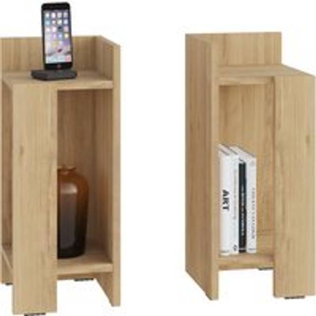 Elos Narrow Modern Bedside Tables Set - Oak / Oak - Oak / Oak - Decortie