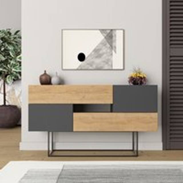 Eros Sideboard Display Unit - Anthracite Grey - Black