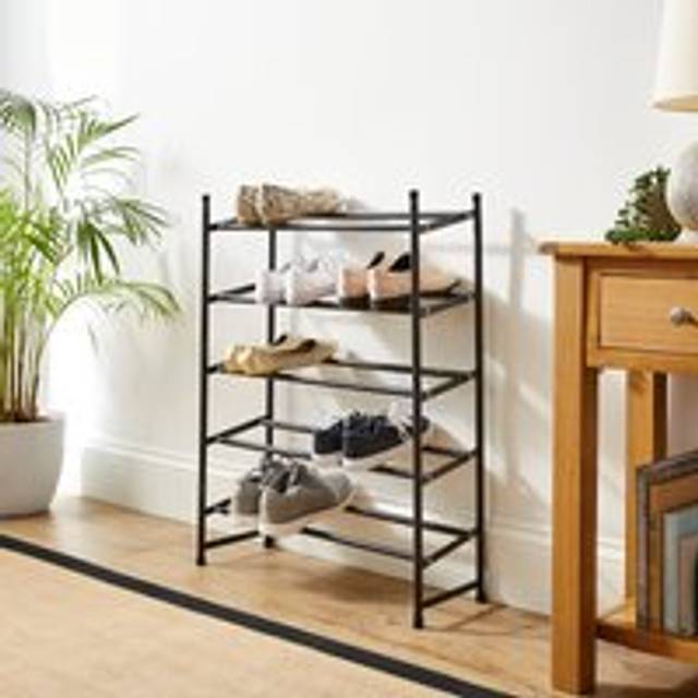 5 Tier Extendable Metal Shoe Rack - Graphite