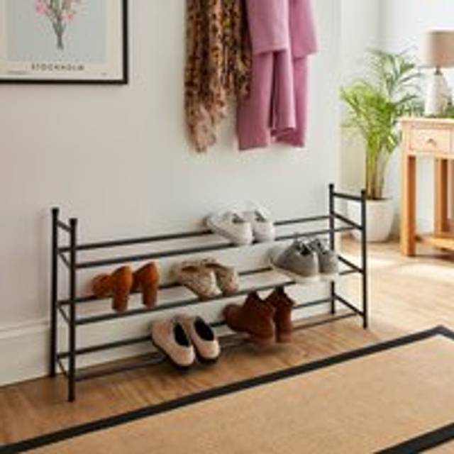 3 Tier Extendable Metal Shoe Rack - Graphite