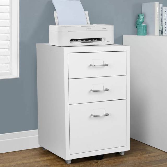 Living and Home White 3 Tier Vertical File Cabinet with Wheels - 46 x 75cm