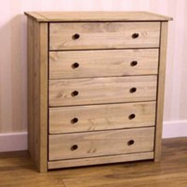Vida Designs Panama 5 Drawer Chest, Brown