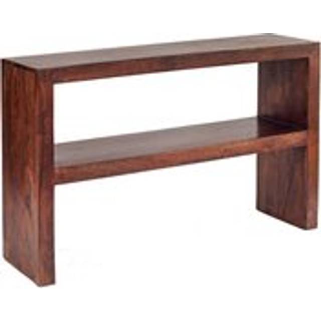 Dakota Dark Mango Wood Console Table with Shelf
