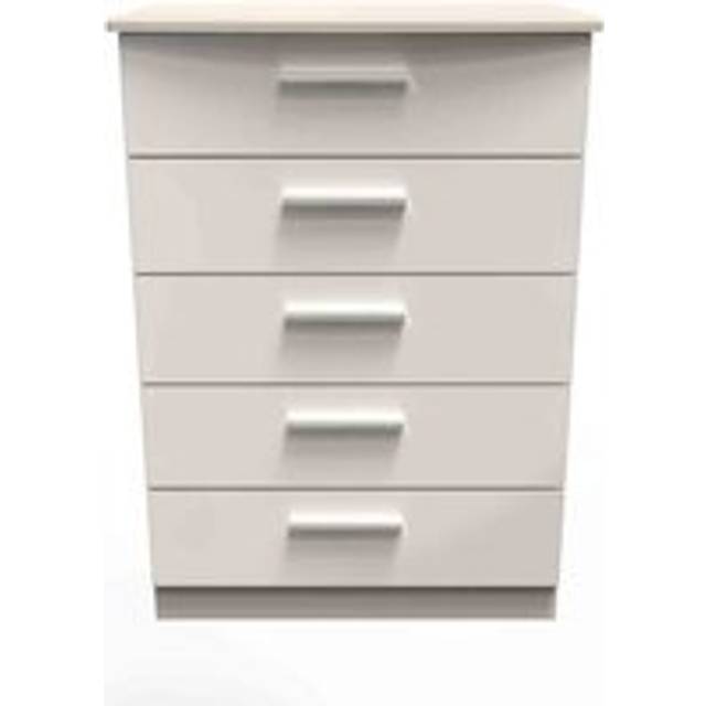 Welcome Furniture Ready Assembled Fourrisse 5 Drawer Chest - Kashmir Gloss, Cream