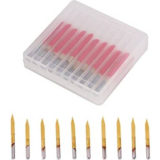 Titanium Coat Engraving Bits, Akozon 30 Degree V Groove Bit 10pcs Titanium Coated Carbide Engraving CNC Bit Router Tool 30 Degree 0.1mm Tip