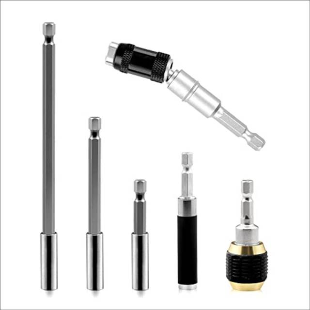 Drill Bit Holder Extension 6Pc Flexible Magnetic Swiveling Bit Tip Holder Bar Set Chuck Adapter Extender Impact Driver
