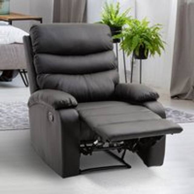 HOMCOM HOMCOM Recliner Armchair, PU Leather Reclining Chair With Adjustable Leg Rest, For Home Living Room Theater, Black