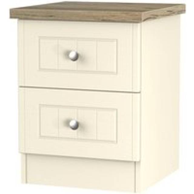 Welcome Furniture Ready Assembled Wilcox 2-Drawer Bedside Table - Cream Ash, Cream