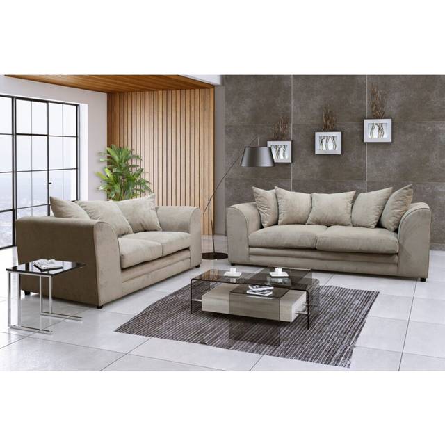 (Cream, 2 Seater) Casper Chenille Fabric Corner Sofa Range