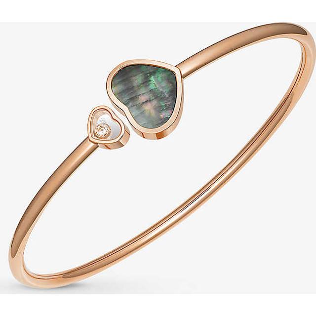Chopard Womens Rose Gold Happy Hearts 18ct Rose-gold, 0.05ct Diamond and Mother-of-pearl Bangle Bracelet S - ROSE GOLD