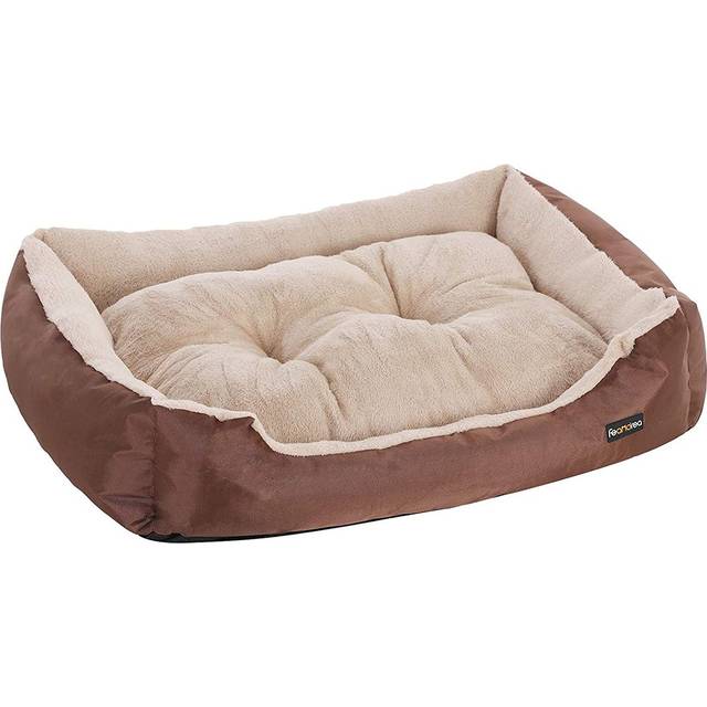 FEANDREA Hundsäng, hundsoffa, vändbar kudde, 65 x 55 x 20 cm, brun PGW03Z