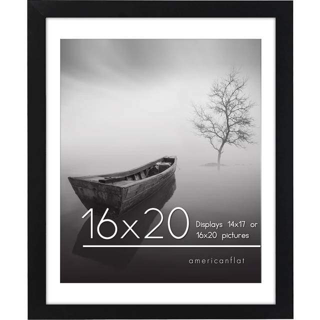 Americanflat 16x20 Picture Frame with Polished Plexiglass - Use as 14x17 Frame with Mat or 16x20 Frame Without Mat - Epic Collection - Wide Picture Fr