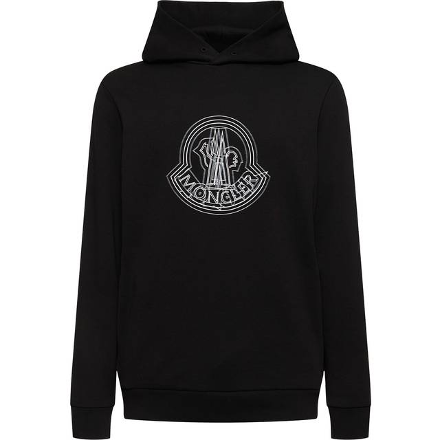Moncler, Sweatshirts & Hoodies, Herr, S, Bomull, Hoodie med logotyp - black (S)