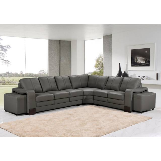 Arnitra 5 - Piece Leather Corner Sofa - Grey (88cm H X 300cm W X 244cm D)