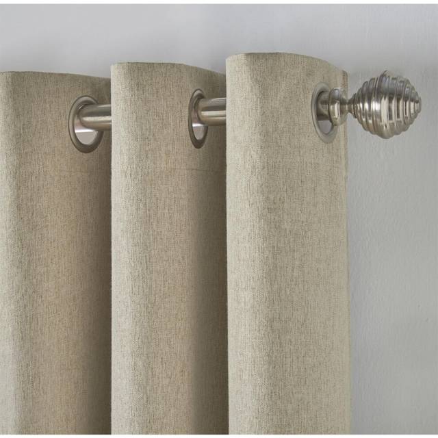 Linen Look Eyelet Ring Top Blackout Curtains - Beige / 137cm / 229cm - Yellow