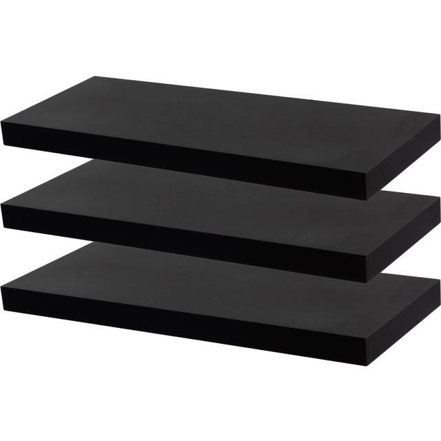 3x modern floating shelves wall mounted living room bedroom storage 60cm black