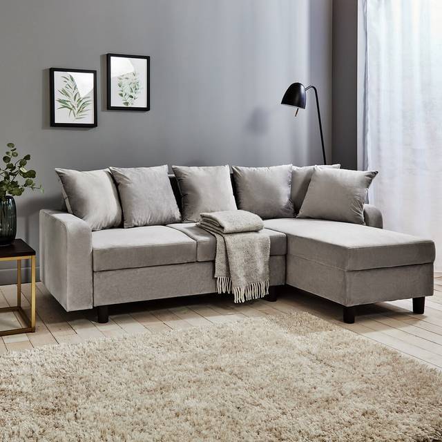 Mitzi Reversible Corner Sofa - Grey (80cm H x 196cm W x 128cm D)