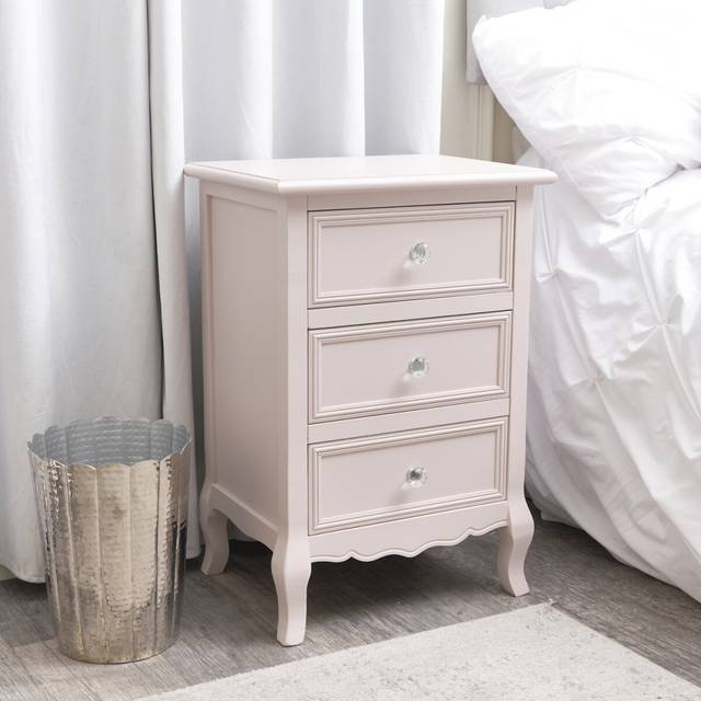 Pink 3 Drawer Bedside Table - Victoria Pink Range Material: Furniture/Furniture Ranges/Victoria Range/Victoria Pink Range