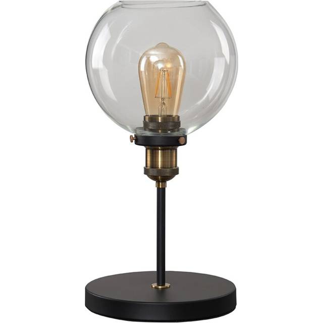 Sheridan Industrial Glass Bowl Gold Trim Black Table Lamp and LED Bulb - One Size
