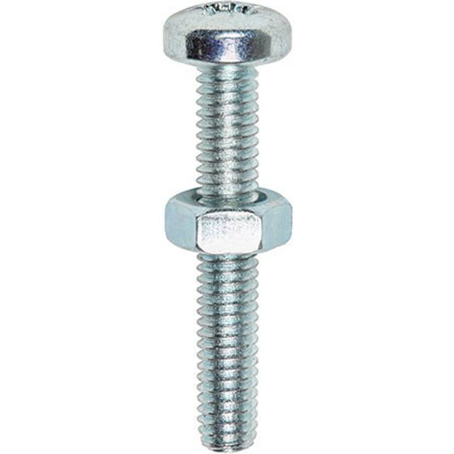 TIMCO Machine Screws Pz Pan & Hex Nuts Zinc - 4040PPMHNP - Pack of 2- you get 11