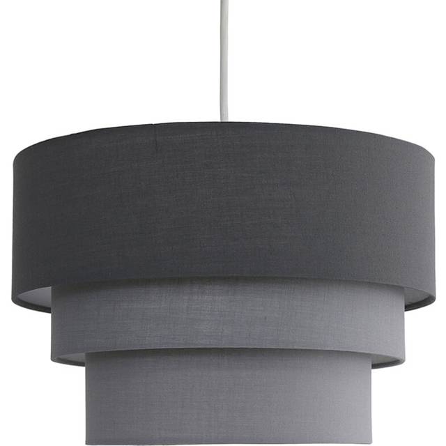 Round Modern 3 Tier Fabric Ceiling Pendant Lamp Light Shade in Grey- Complete with a 10w LED Bulb